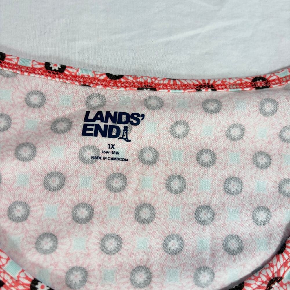 Lands end womens orange blue geometric print cap sleeve top. Size 1X. career - Picture 3 of 5